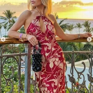 Reformation Red and Cream Floral Maxi Dress